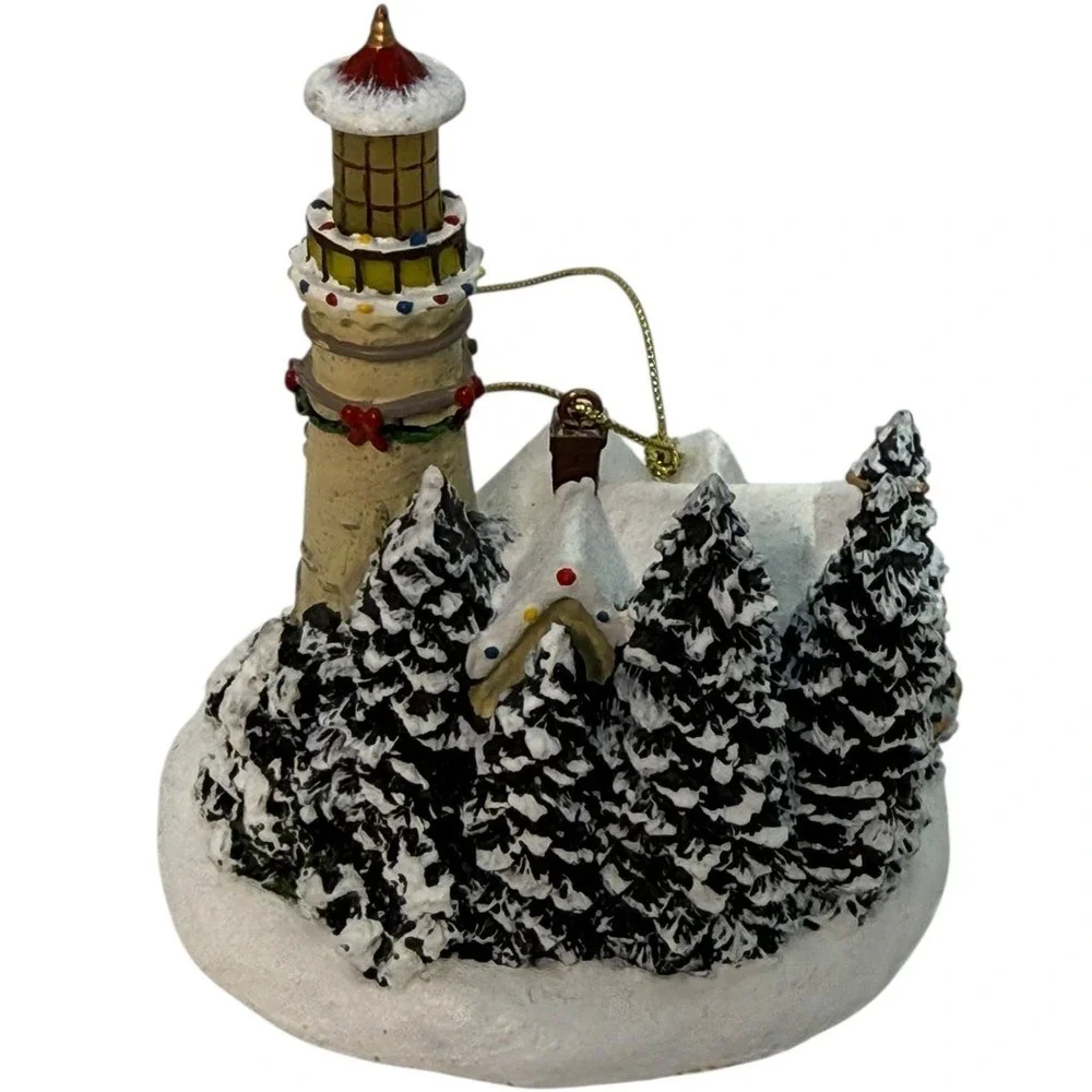 Thomas‎ Kinkade Winter Illuminations Lighted Lighthouse Christmas Ornaments Par